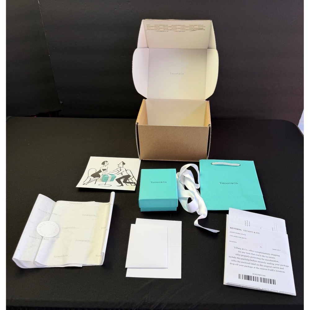Tiffany & Co Blue Jewelry Box Pouch Shopping Bag Ribbon Tissue Gift Set Auth.
